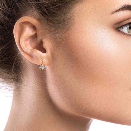 Idyllic Diamond Earrings. Hypoallergenic Cadmium-free 585 (14K) Rose Gold. View 3