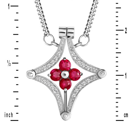 Ruby and diamond convertable necklace in white gold. Size 1
