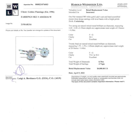 Raspberry Motif Certified Diamond Earrings. View 3