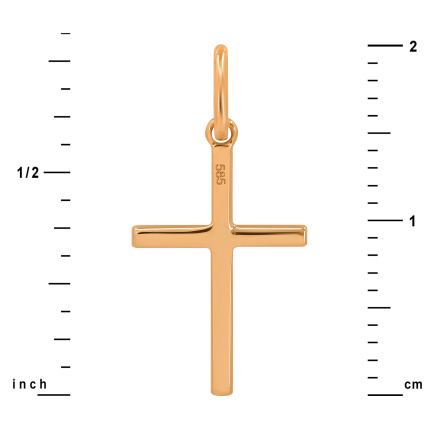 Rose Gold Diamond Prong Set Cross Pendant: Measures 25/32 inch (20mm) in Height