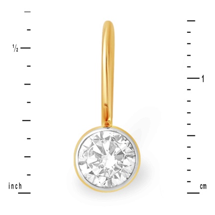 Bezel Water-clear CZ French Wire Earrings. View 2