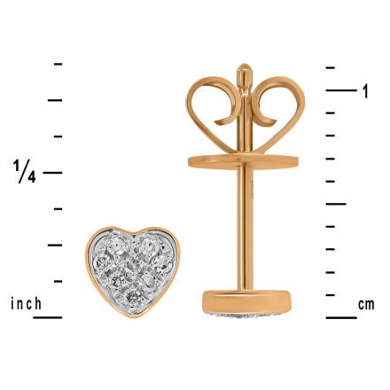 Measurements of Pave Diamond Heart-shaped Stud Earrings