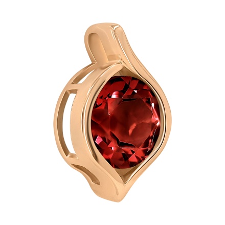 Slide Pendant with a 9mm Statement Garnet - Angle 2