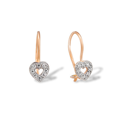 Children S Earrings Heart Shaped Kids Gold Golden Flamingo Heart Shaped Earrings With Cz