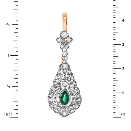 Certified Emerald and Diamond Earrings. View 2