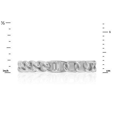 Baguette Diamond White Gold Chain-inspired Ring. Tested 585 (14K) White Gold, Rhodium Finish. View 2