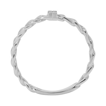 Baguette Diamond White Gold Chain-inspired Ring. Tested 585 (14K) White Gold, Rhodium Finish. View 4