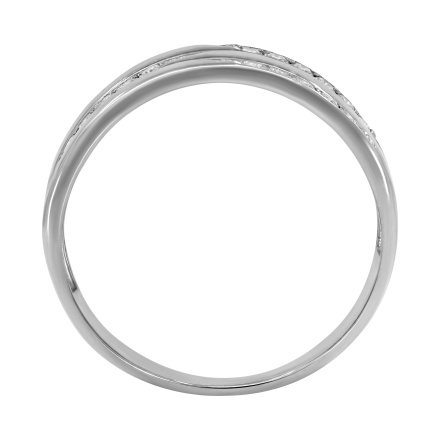 Wavy Wedding Band with Diamonds. Tested 585 (14K) White Gold, Rhodium Finish. View 5