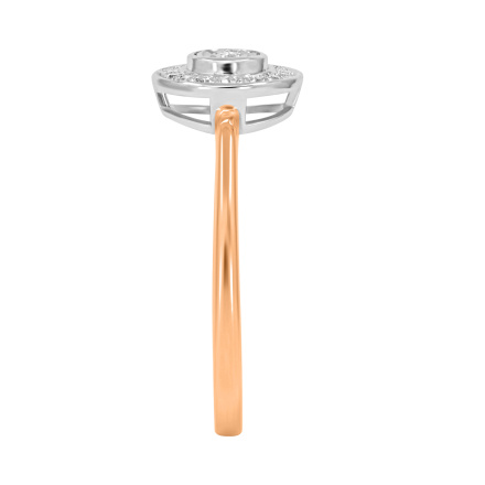 Illusion Set Diamond with Diamond Halo Ring, Angle 3