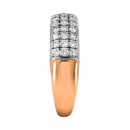 Ring with Three Rows of Hand-set Diamonds - Angle 3