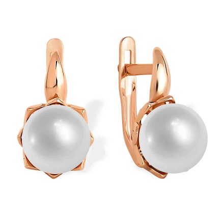 'A Pearl Belle' Leverback Earrings. Certified Hypoallergenic 585 (14kt) Rose Gold