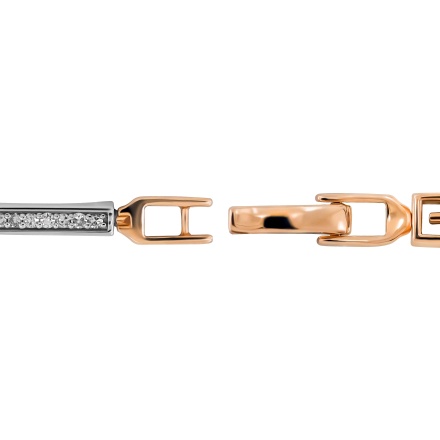 Diamond Bracelet with Stylized Greek Key Links. Tested 585 (14K) Rose and White Gold. View 3