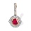 Ruby with Diamond Halo Pendant. Certified 585 (14kt) Rose Gold, Rhodium Detailing