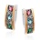 Multi-color CZ Bimetal Leverback Earrings. 925 Blackened Silver Sintered with 585 Rose Gold