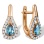 Old World Style Blue Topaz and Diamond Earrings. Hypoallergenic Cadmium-free 585 (14K) Rose Gold