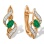 Ultra-nostalgic Emerald and Diamond Earrings. Hypoallergenic Cadmium-free 585 (14K) Rose Gold