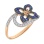 Diamond and Sapphire Flower Rose Gold Ring. View 2