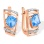 Bl. Topaz & Diamond Quadrilateral-shaped Earrings. Certified 585 (14kt) Rose and White Gold