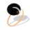 Black Onyx and CZ Ring. 585 (14kt) Rose Gold, Rhodium Detailing