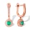 Connoisseur Emerald and Diamond Earrings. Hypoallergenic Cadmium-free 585 (14K) Rose Gold