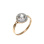 Swarovski CZ Halo Engagement Ring. 585 (14kt) Rose Gold, Rhodium Detailing