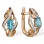 Artistic Blue Topaz and Diamond Earrings. Hypoallergenic Cadmium-free 585 (14K) Rose Gold