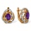 Amethyst and Diamond Galaxy Earrings. Hypoallergenic Cadmium-free 585 (14K) Rose Gold