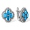 Shield-style Earrings with Blue Topaz and Diamonds. Tested 585 (14K) White Gold, Rhodium Finish