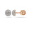 Diamond Dome Stud Earrings. Certified 585 (14kt) Rose Gold, Rhodium Detailing