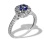 Sapphire and Diamond Openwork Ring. Certified 585 (14kt) White Gold, Rhodium Finish
