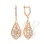 CZ Dimensional Drop Earrings. Certified 585 (14kt) Rose Gold, Rhodium Detailing