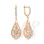 CZ Dimensional Drop Earrings. Certified 585 (14kt) Rose Gold, Rhodium Detailing