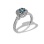 Aquamarine and Diamond Openwork Ring. Certified 585 (14kt) White Gold