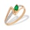 Emerald and Diamond Split-Shank Ring. 585 (14kt) Rose Gold, Rhodium Detailing