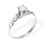 Antique-Style CZ Solitaire Engagement Ring. Certified 585 (14kt) White Gold