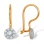 CZ Flower Kidney Back Wire Earrings. Certified 585 (14kt) Rose Gold, Rhodium Detailing