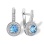 Blue Topaz with CZ Halo Leverback Earrings. 'Empress' Series, 585 (14kt) White Gold
