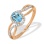'Fusion of Emotions' Blue Topaz and Diamond Ring. Hypoallergenic 585 Rose Gold, Rhodium Detailing