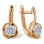 Cute Earrings with Round Diamond Clusters. Hypoallergenic Cadmium-free 585 (14K) Rose Gold