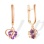 Trillion-shaped Amethyst Dangle Earrings. Certified 585 (14kt) Rose Gold