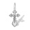 Child's Orthodox Trefoil Cross. Certified 585 (14kt) White Gold, Rhodium Finish
