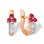 Ruby-like CZ Arrow-shaped Kids' Earrings. Certified 585 (14kt) Rose Gold, Rhodium Detailing