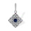 Art Deco-style Sapphire and Diamond Pendant. Certified 585 (14kt) White Gold, Rhodium Finish