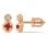 Ruby and Diamond Two-Stone Stud Earrings. Hypoallergenic 585 (14K) Rose Gold, Screw Backs