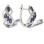 Marquise Sapphire and Diamond Earrings. Certified 585 (14kt) White Gold, Rhodium Finish