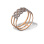 CZ Gold Woven Flowers Band. 585 (14kt) Rose Gold, Rhodium Detailing