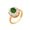 Halo Design Oval Cut Faux Emerald & CZ Ring