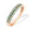 Emerald and Diamond Striped Ring. Certified 585 (14kt) Rose Gold, Rhodium Detailing