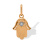 Hamsa Pendant with a Full-cut Diamond. Hypoallergenic 585 Rose Gold, Rhodium Detailing