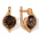 Nifty Earrings with Smoky Quartz Diameter 9mm. Hypoallergenic Cadmium-free 585 (14K) Rose Gold